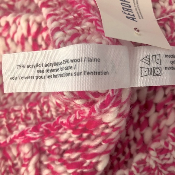 Aeropostale Hot Pink Cream Speckled Wool Chunky Knit V-Neck Sweater Large NWT - Picture 9 of 10